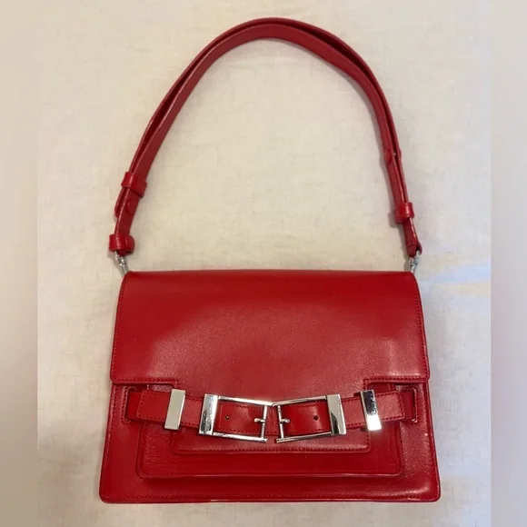 A.L.C. Red Leather Shoulder Crossbody Handbag - Picture 9 of 11